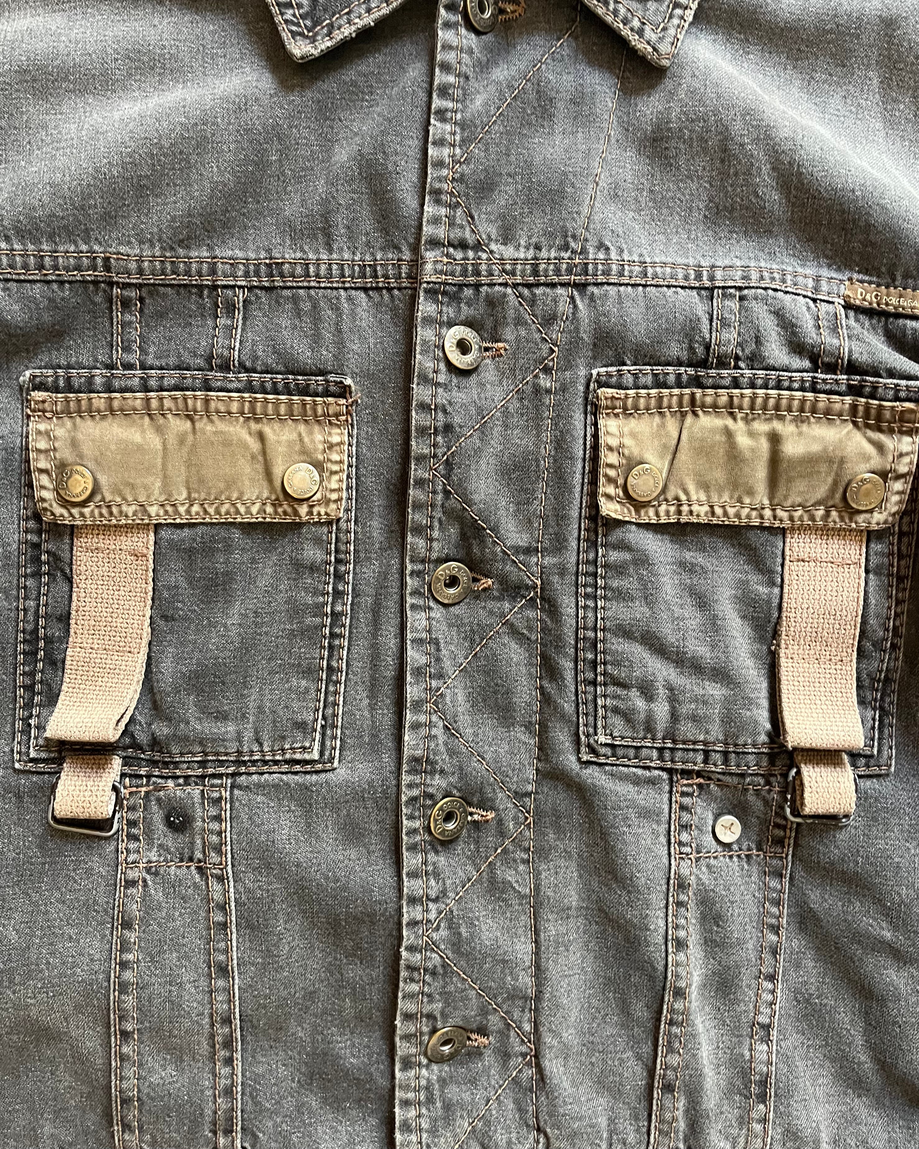 AW04 Dolce & Gabbana Multi Pockets Bondage Denim jacket (M)
