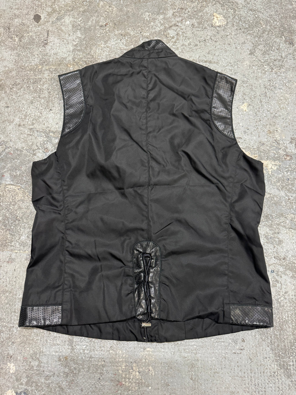 2000s Prada Black Hybrid Nylon & Leather Vest Jacket (S)