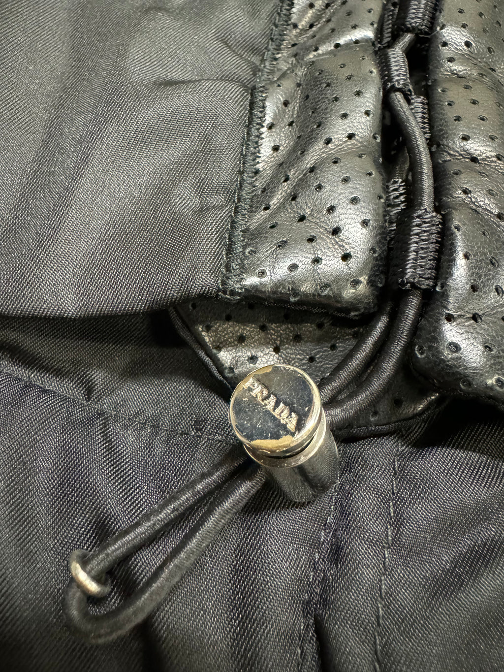 2000s Prada Black Hybrid Nylon & Leather Vest Jacket (S)