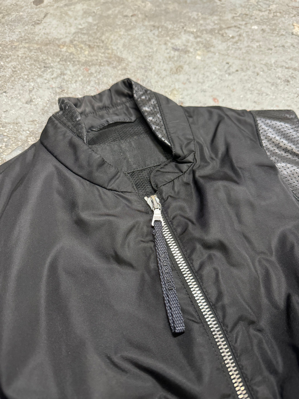2000s Prada Black Hybrid Nylon & Leather Vest Jacket (S)