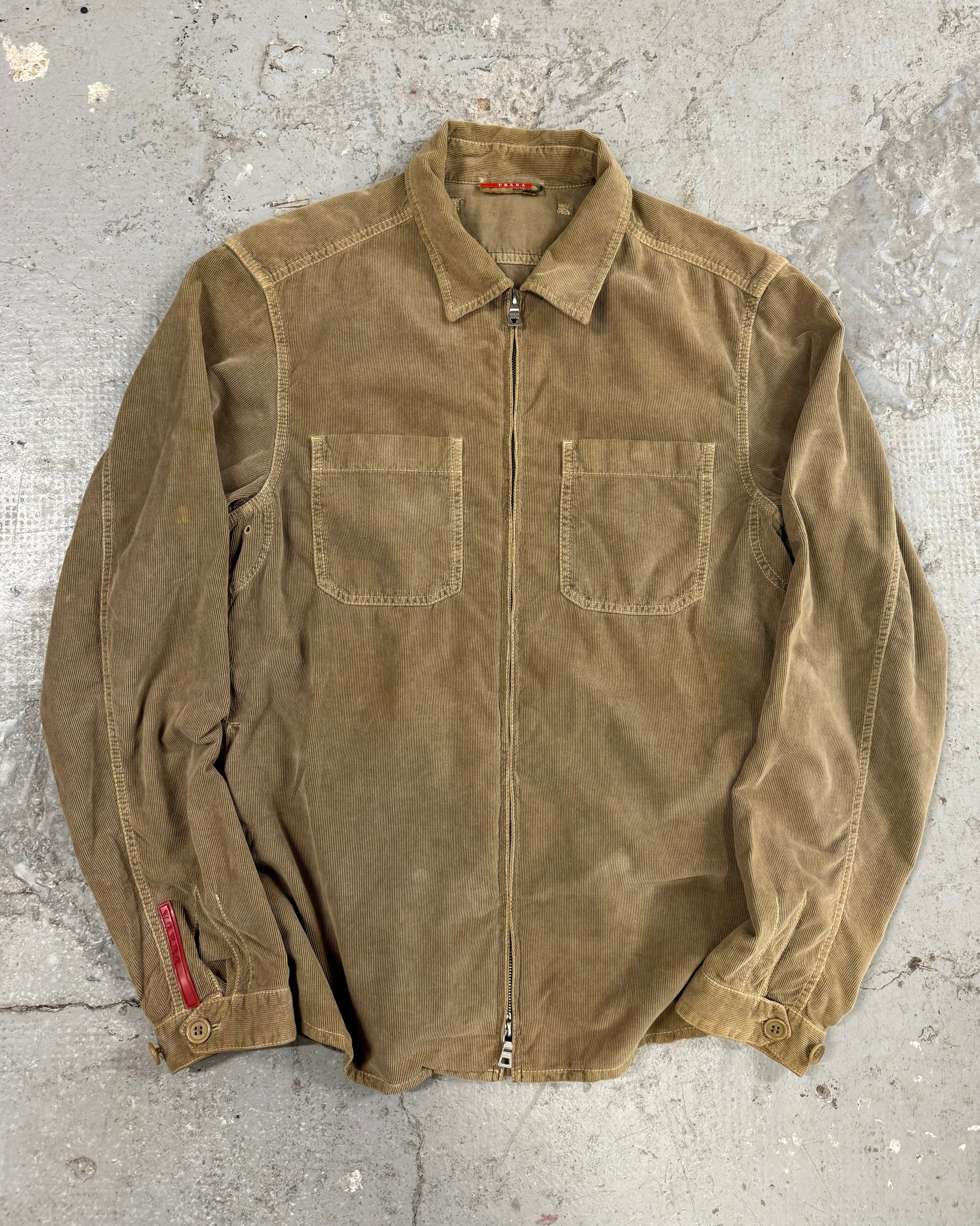 2000s Prada Linea Rossa Velvet Camel Jacket (L)