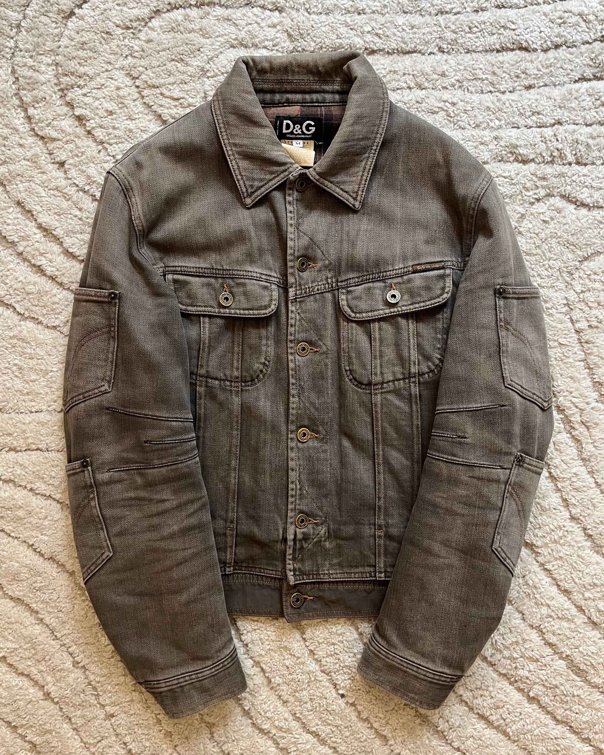 AW03 Dolce & Gabbana Double Waisted multi Pockets Denim Jacket (M AW03 Dolce & Gabbana Double Waisted multi Pockets Denim Jacket (M