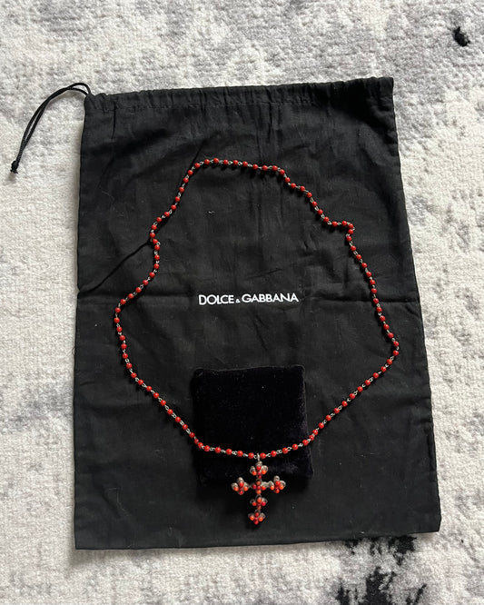 90 年代 Dolce &amp; Gabbana Faith 红色项链