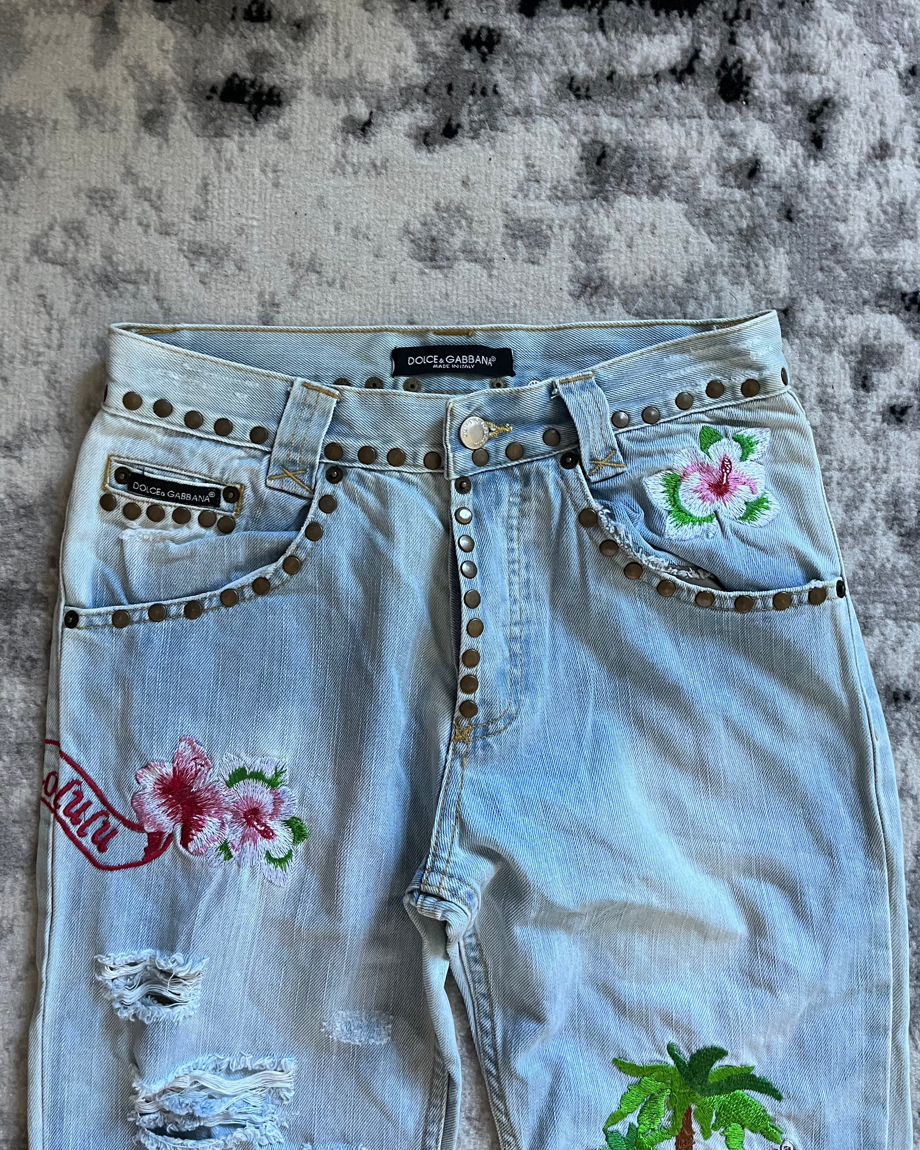 SS06 Dolce & Gabbana Honolulu Embroideries Jeans (XS/S
