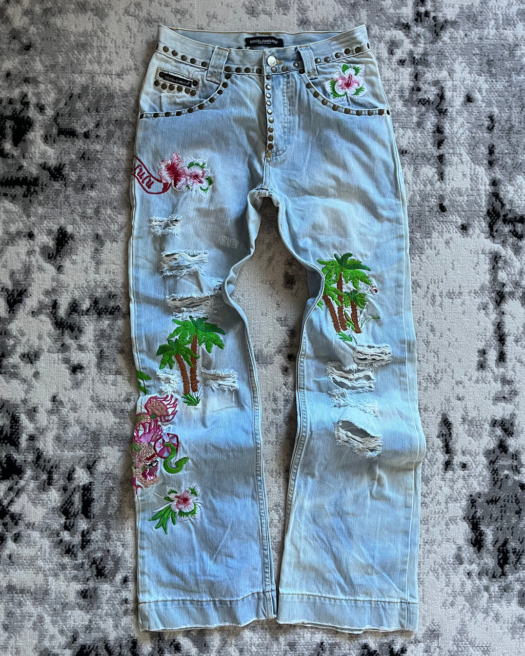 SS06 Dolce & Gabbana Honolulu Embroideries Jeans (XS/S) – Dolce SS06 Dolce & Gabbana Honolulu Embroideries Jeans (XS/S) – Dolce