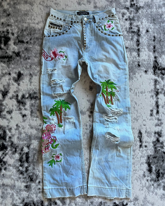 SS06 Dolce &amp; Gabbana 檀香山刺绣牛仔裤 (XS/S)