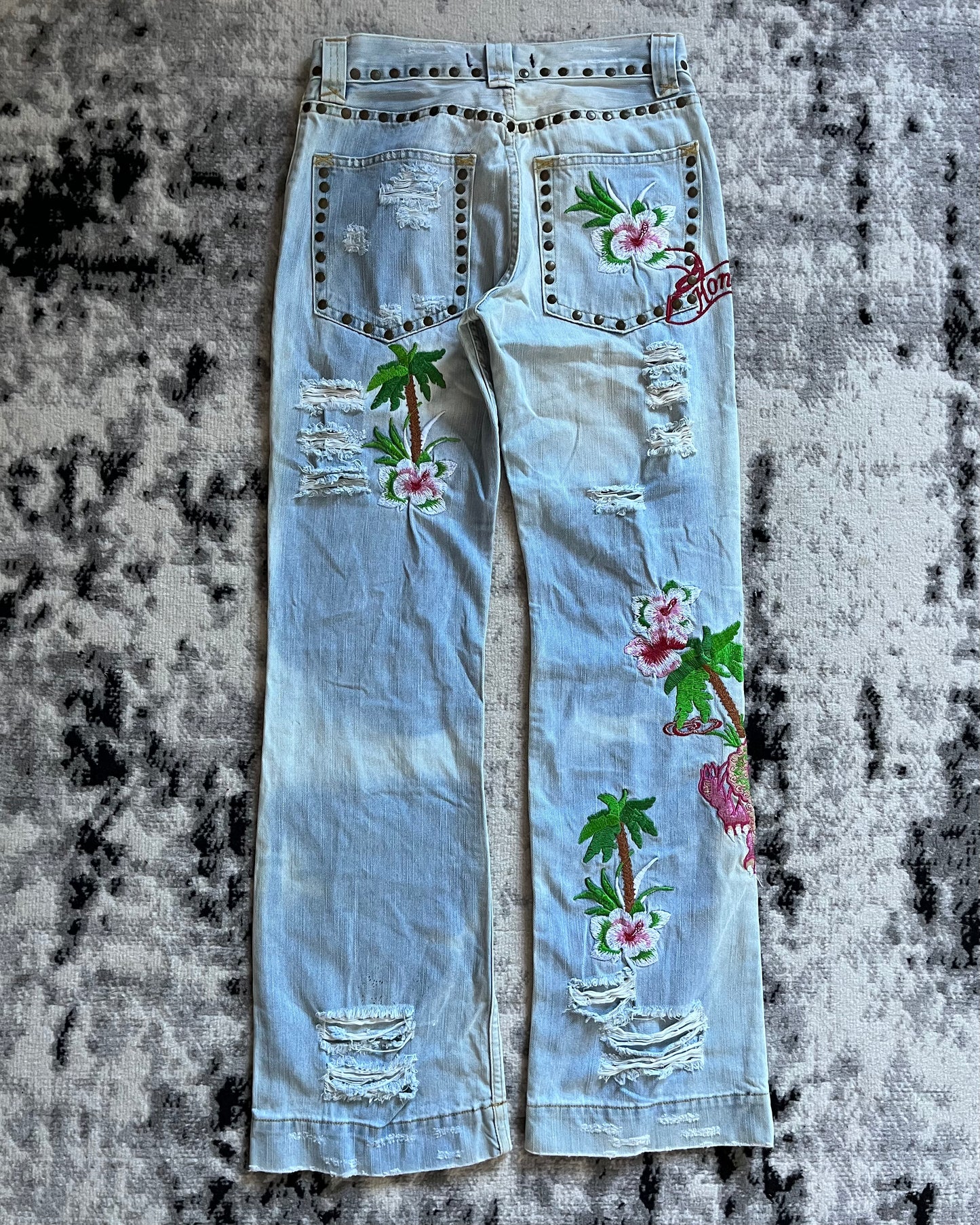 SS06 Dolce & Gabbana Honolulu Embroideries Jeans (XS/S)