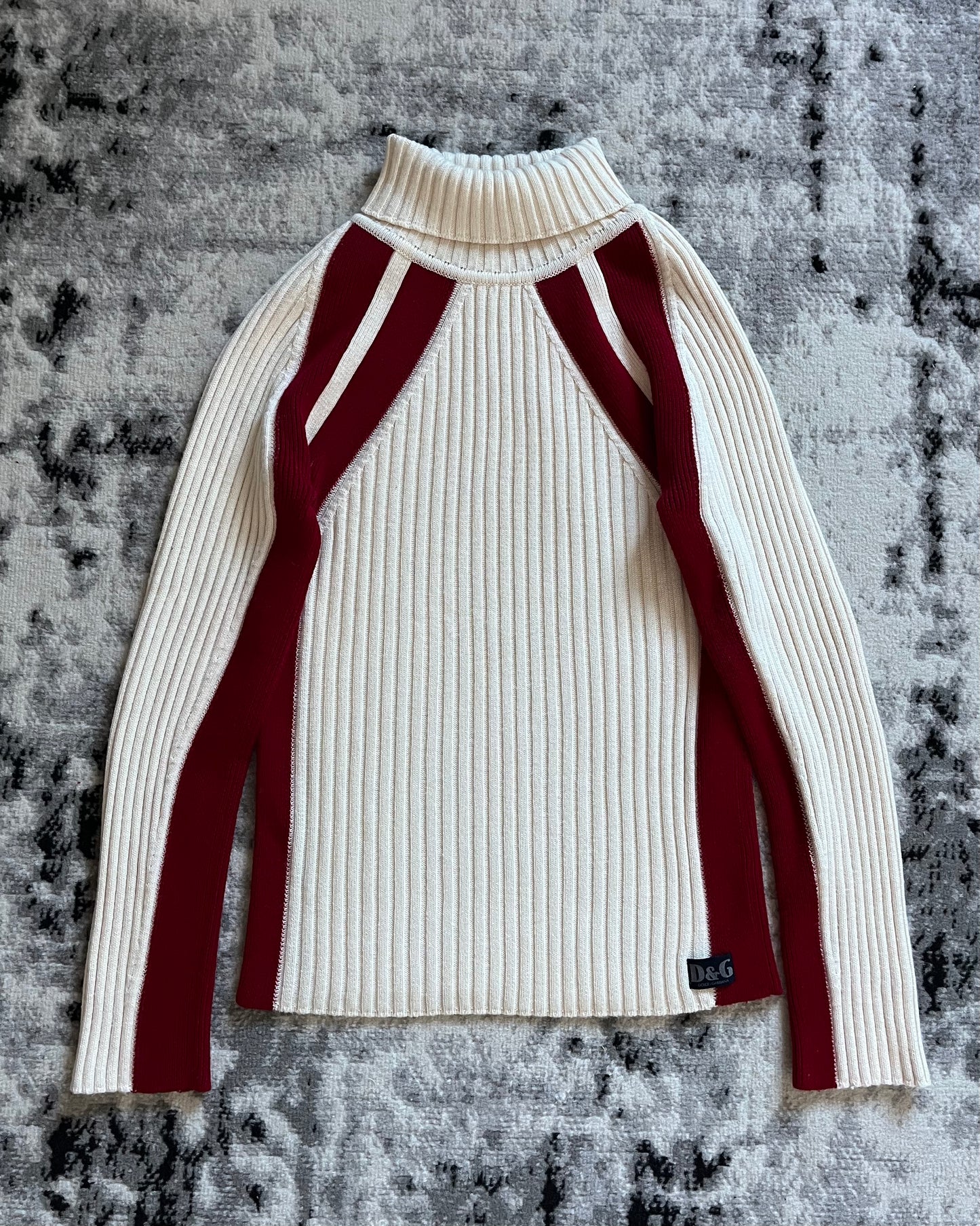 00s Dolce & Gabbana White Rollneck with Red Accents (S)