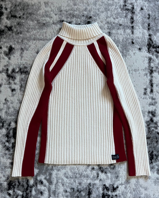 00s Dolce & Gabbana White Rollneck with Red Accents (S)