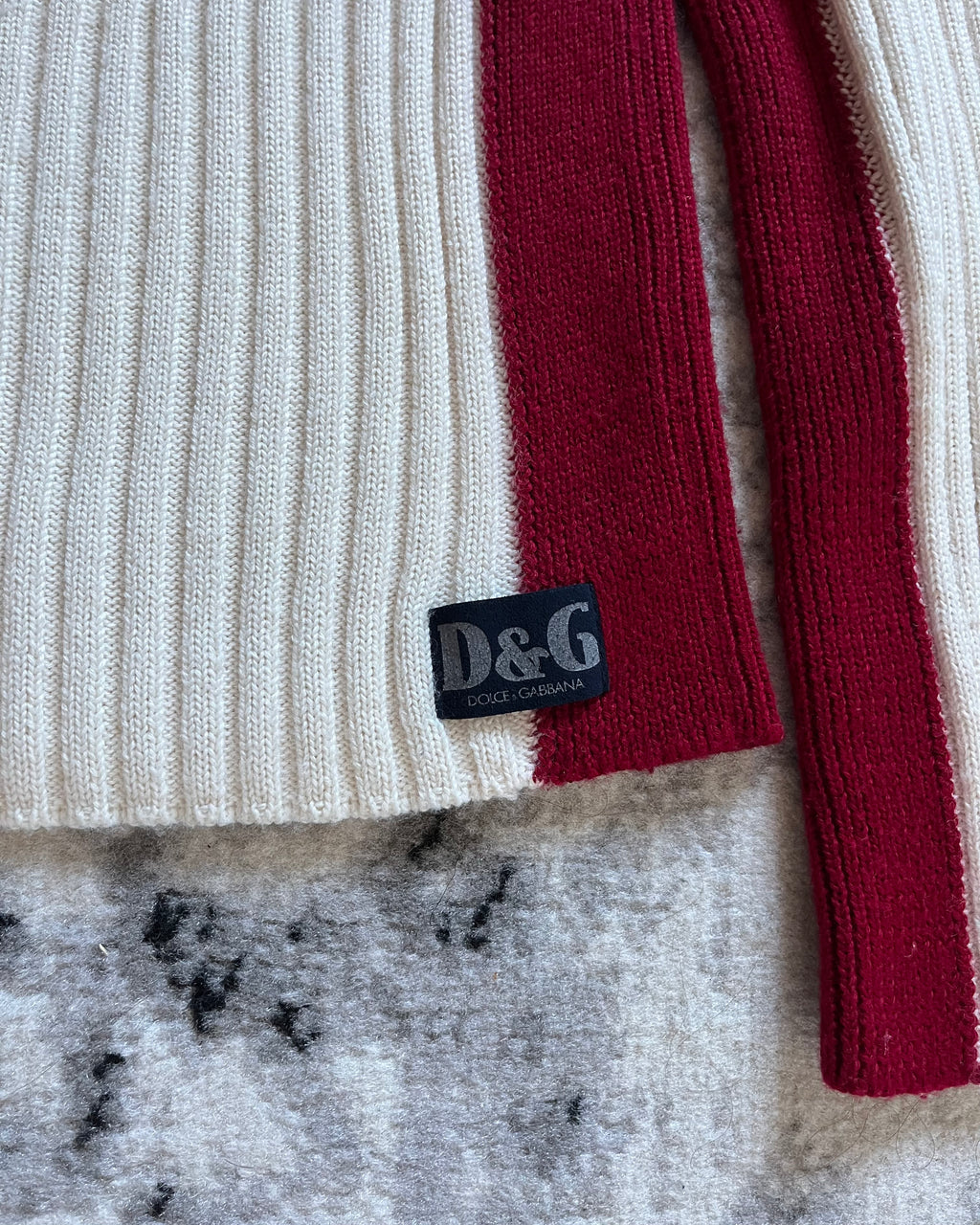 00s ドルチェ＆ガッバーナ ホワイト ロールネック レッド アクセント (S)