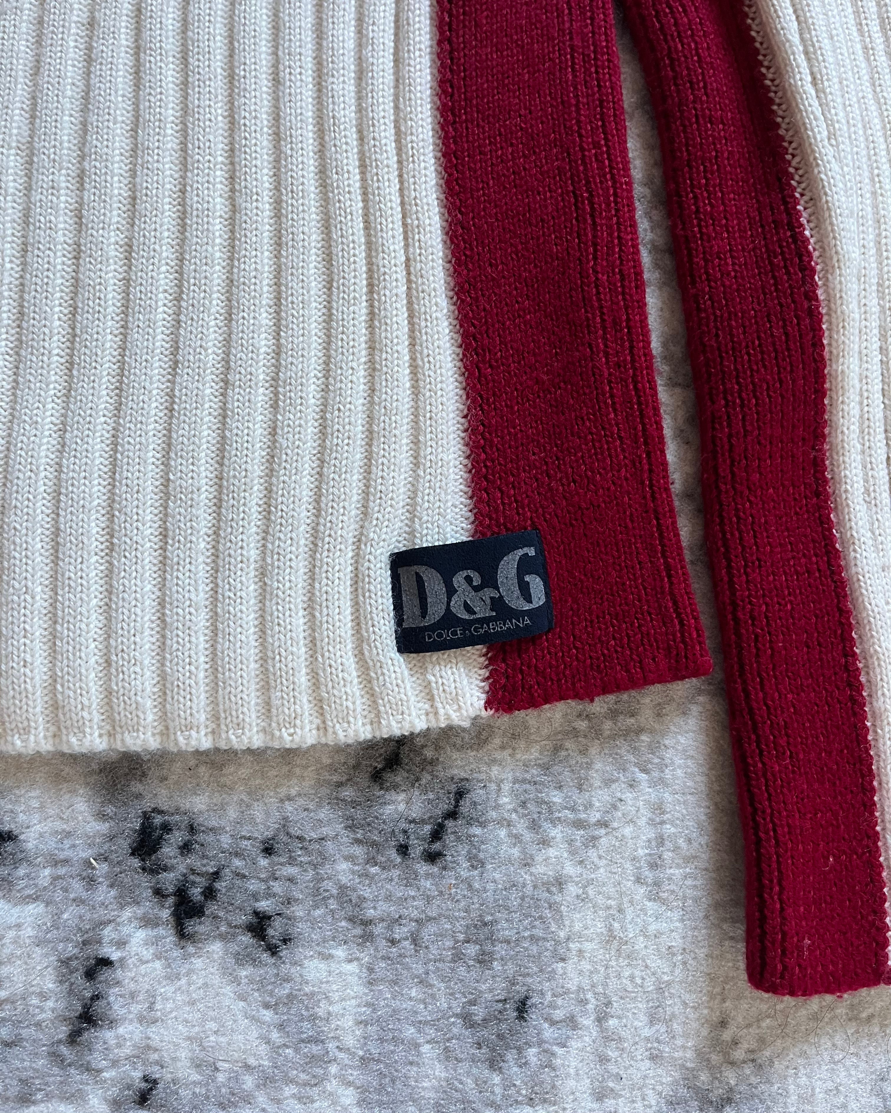 00s ドルチェ＆ガッバーナ ホワイト ロールネック レッド アクセント (S)