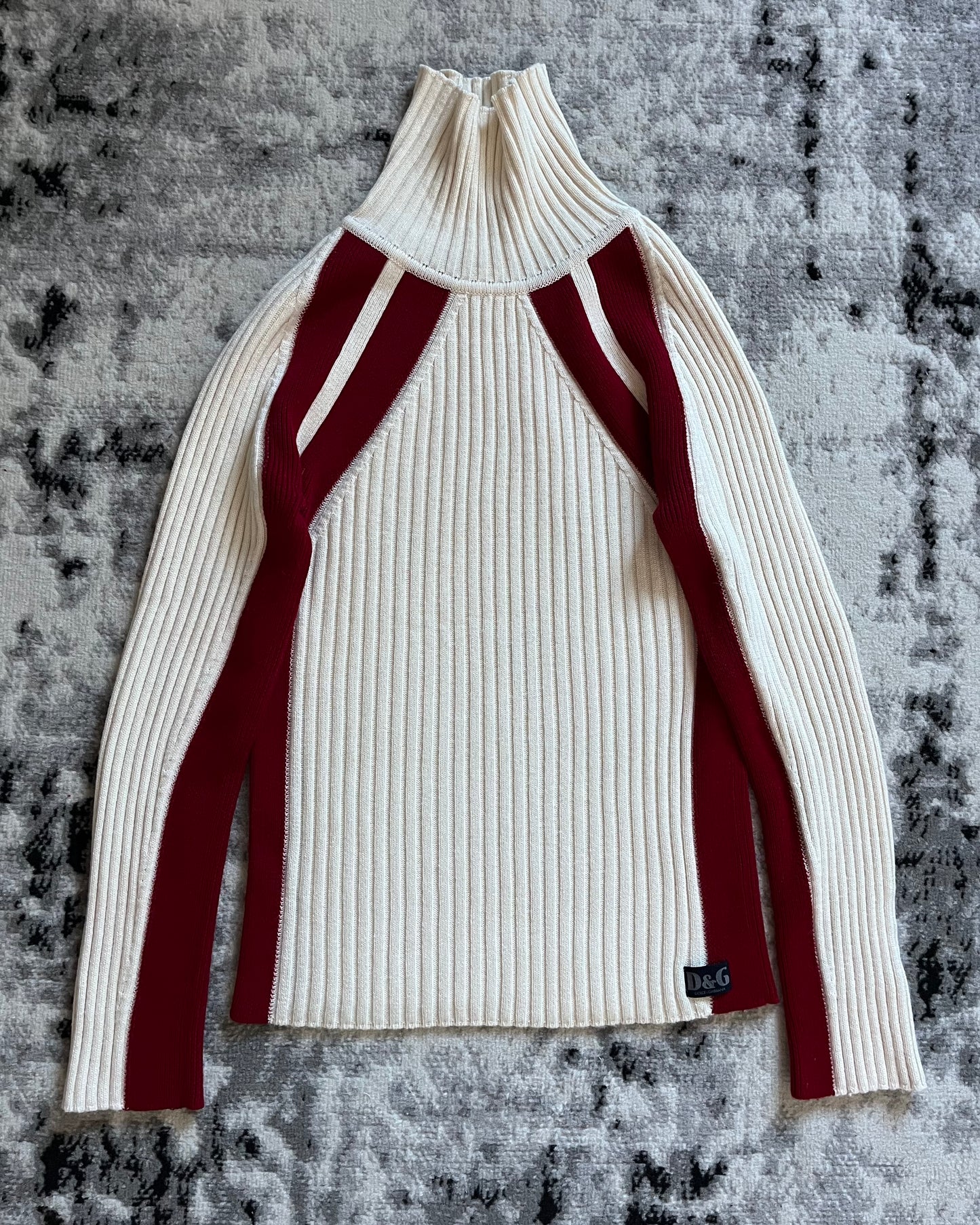 00s Dolce & Gabbana White Rollneck with Red Accents (S)