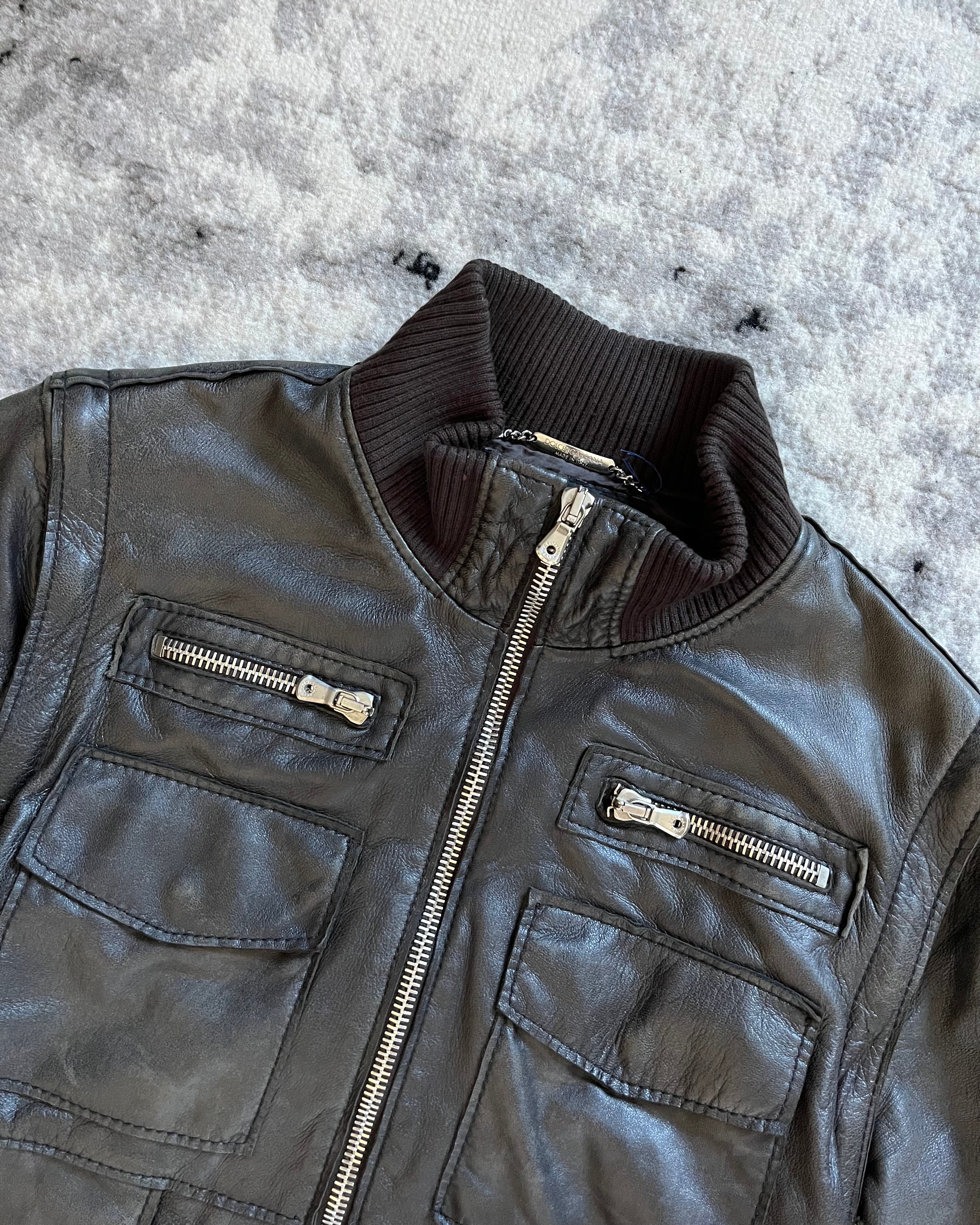 00年代 ドルチェ&amp;ガッバーナ アーム取り外し可能レザージャケット (M)