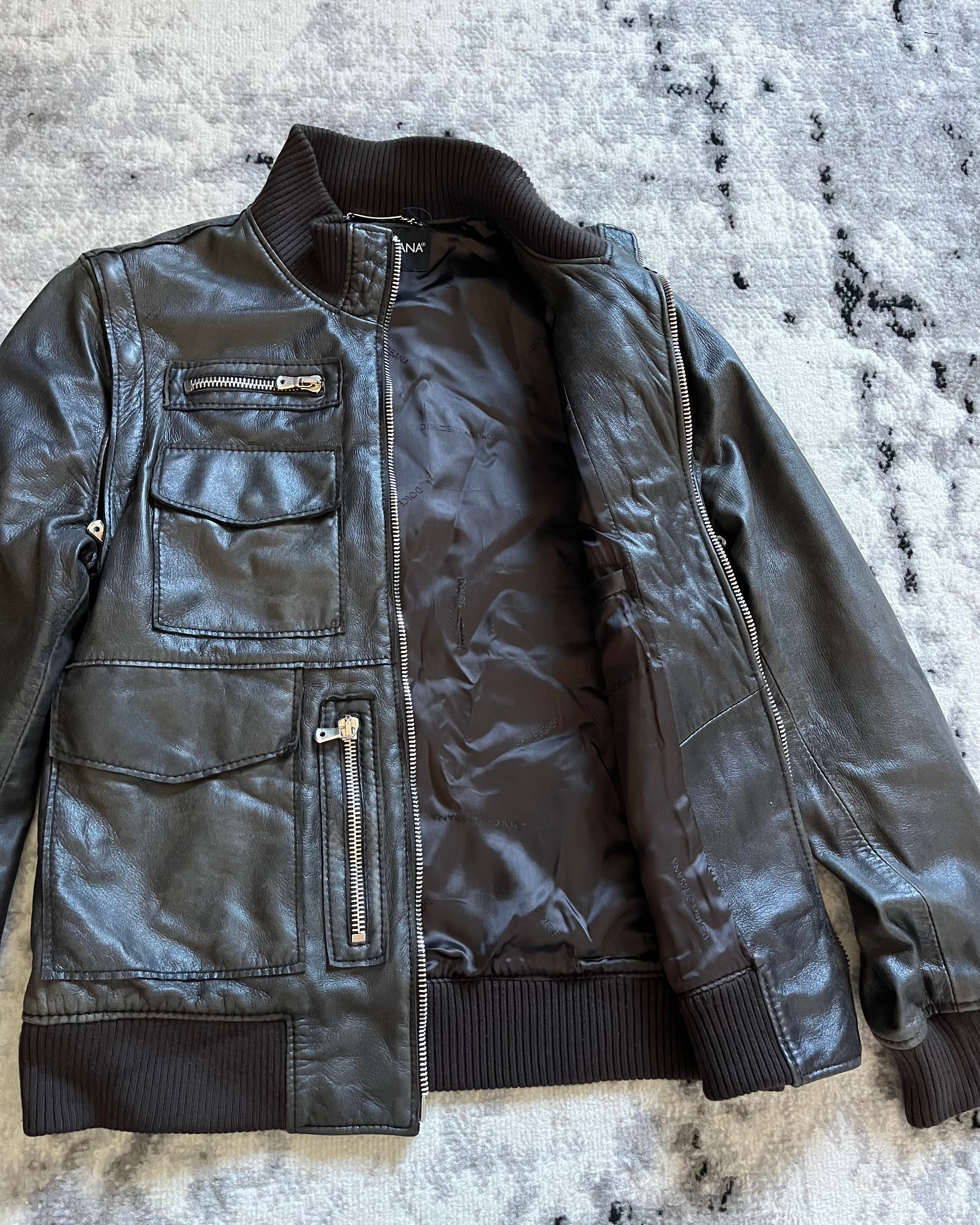 00年代 ドルチェ&amp;ガッバーナ アーム取り外し可能レザージャケット (M)