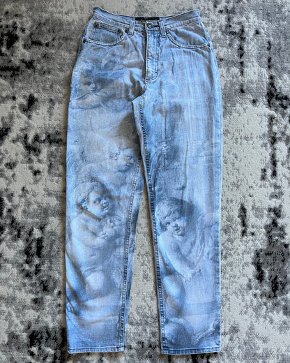 FW95 Roberto Cavalli Renaissance Baby Blue Pants (XS/S)