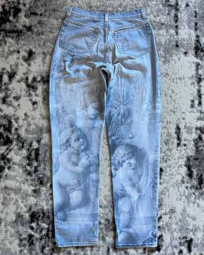 FW95 Roberto Cavalli 文艺复兴时期淡蓝色长裤 (XS/S)