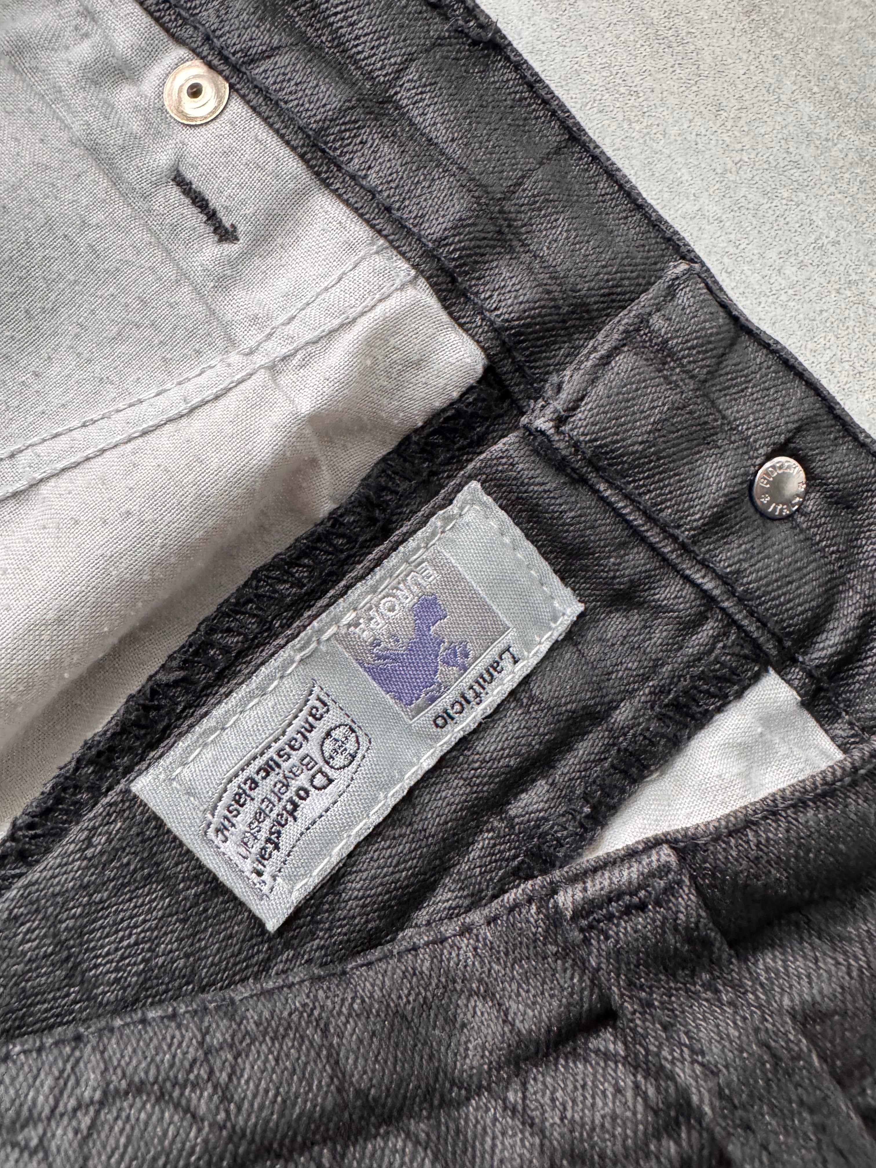 2000s Roberto Cavalli Crocodile Skin Effect Obscur Black Pants