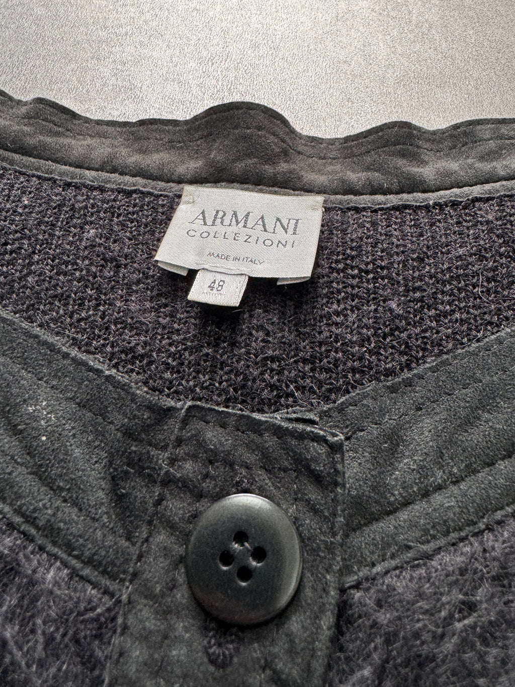 1990s Armani Collezioni Black Black Italian Mohair Cardigan
