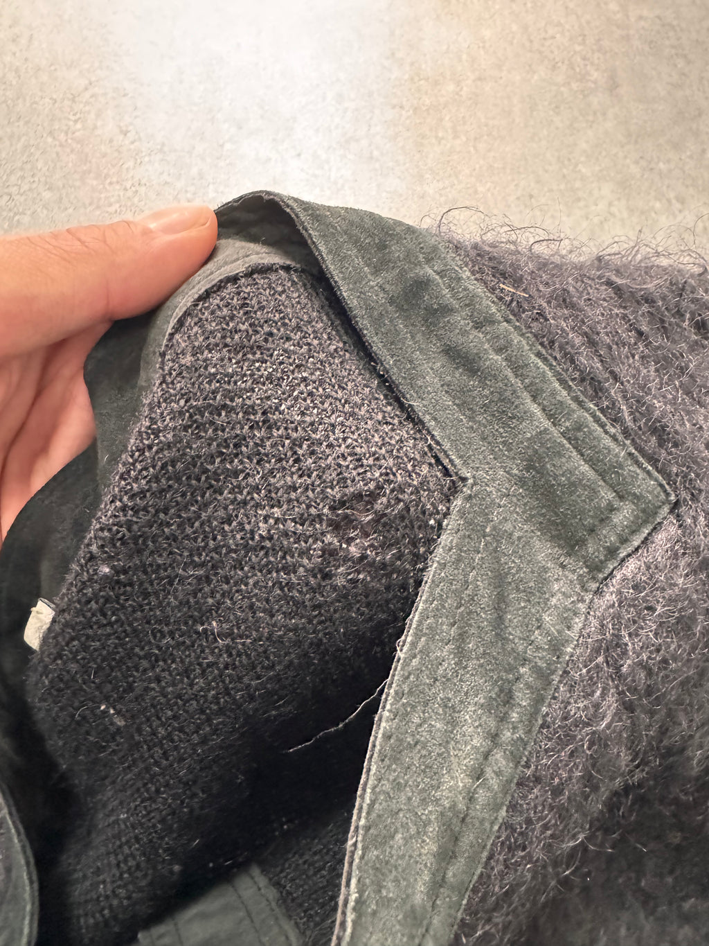 1990s Armani Collezioni Black Black Italian Mohair Cardigan