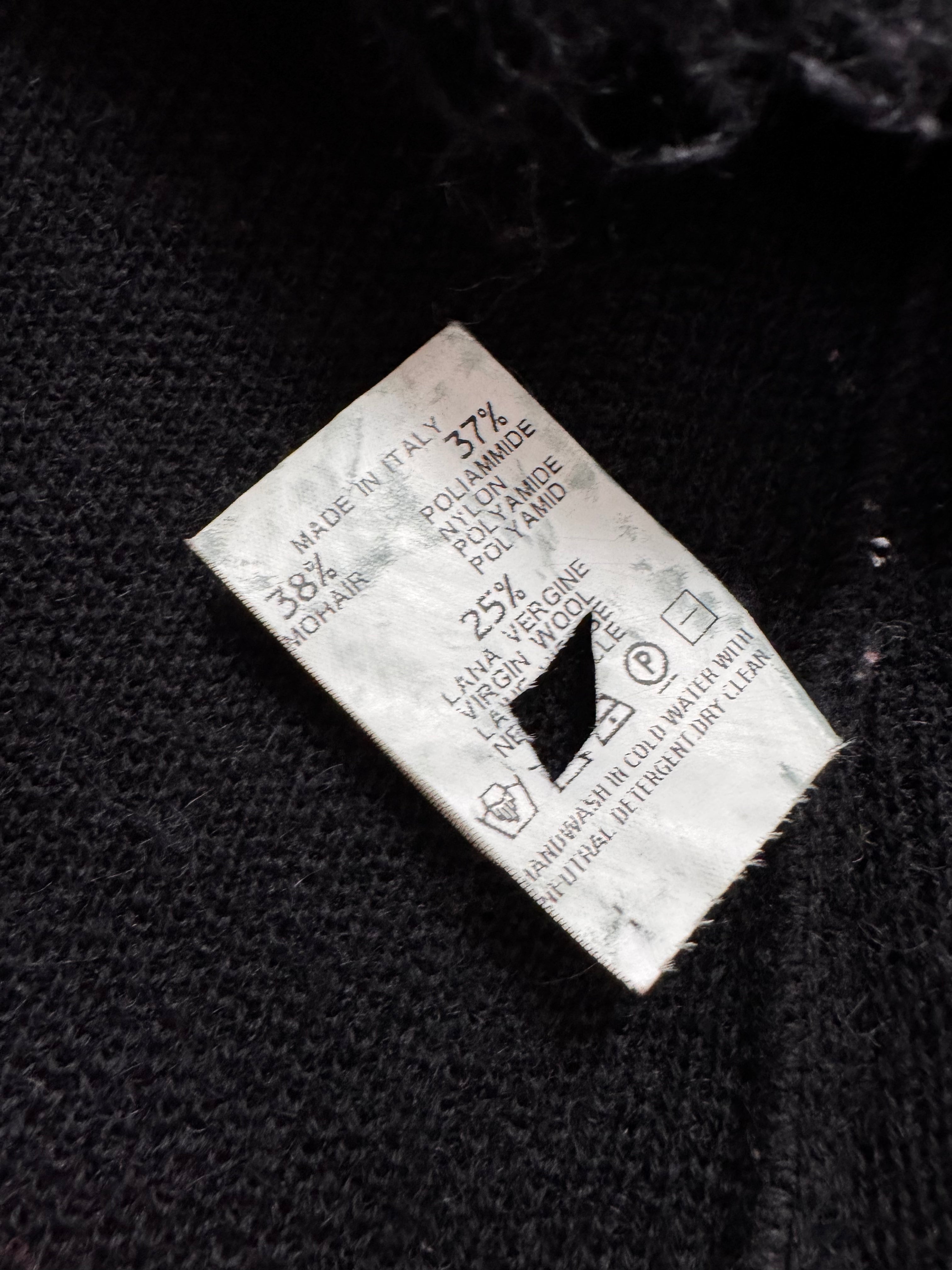 1990s Armani Collezioni Black Black Italian Mohair Cardigan