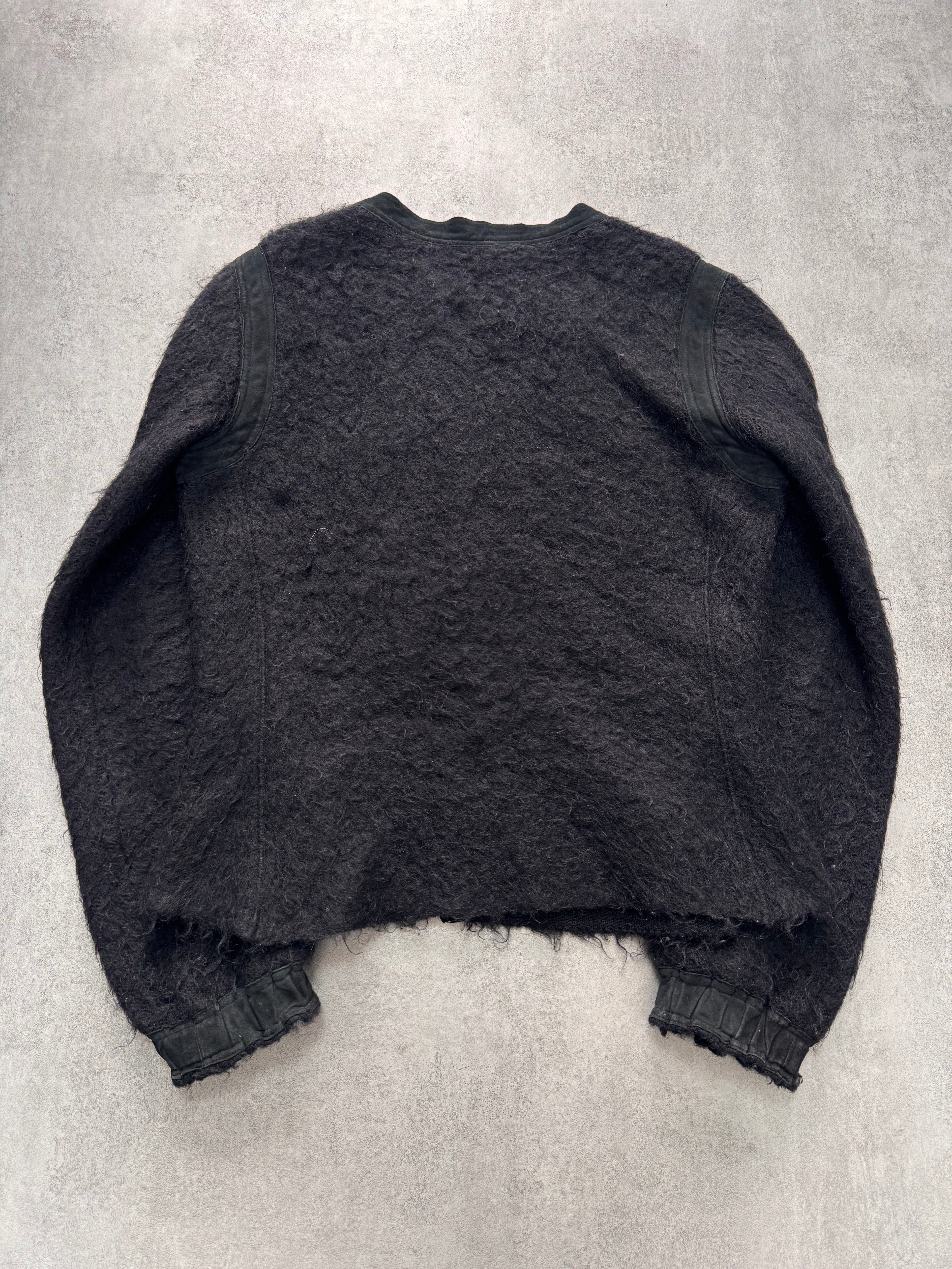 1990s Armani Collezioni Black Black Italian Mohair Cardigan