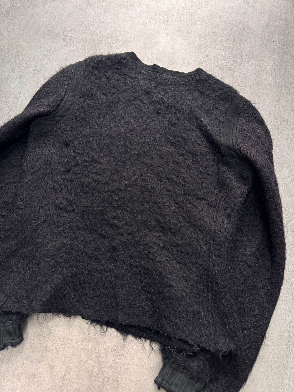 1990s Armani Collezioni Black Black Italian Mohair Cardigan