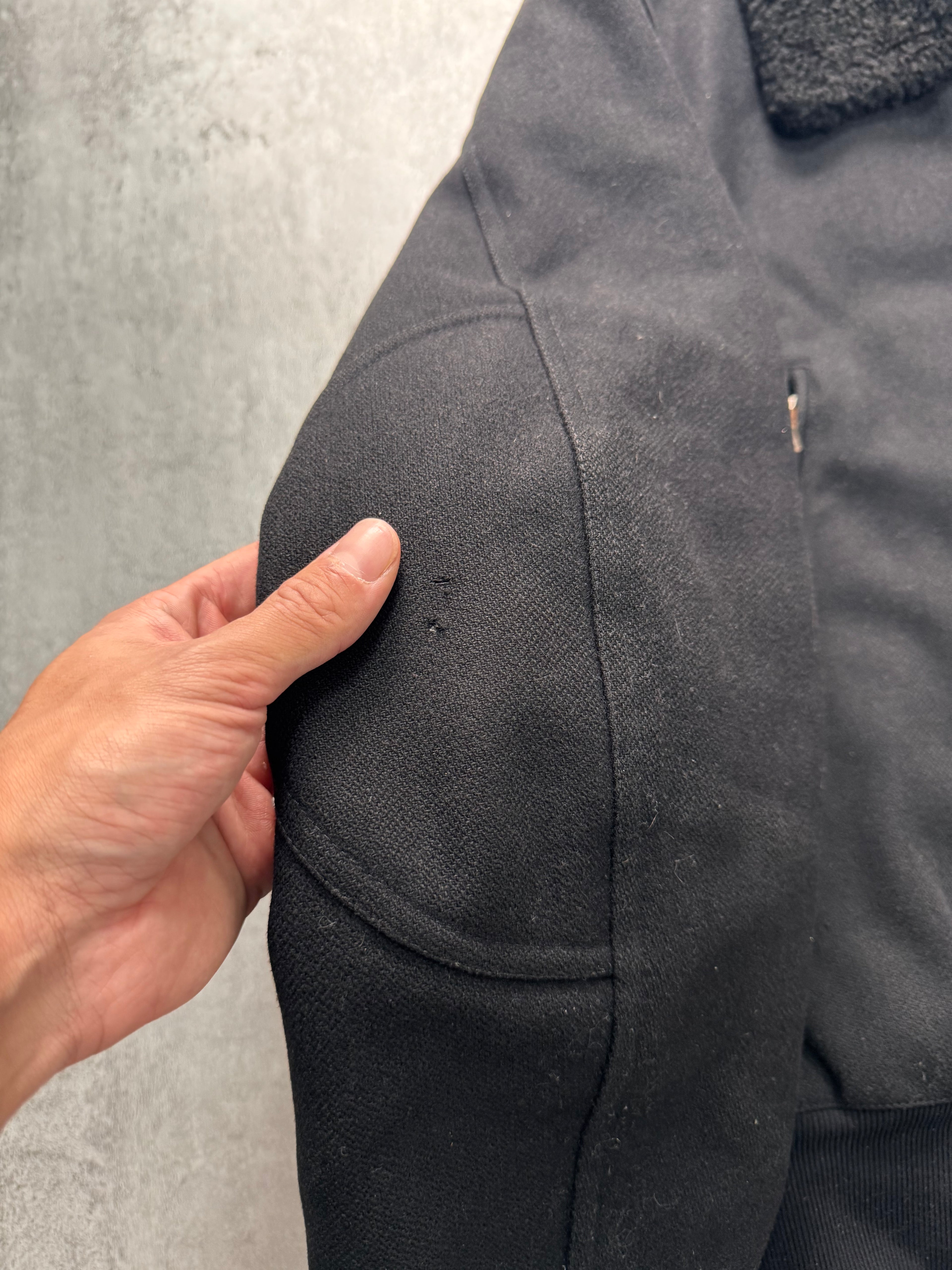 2000s Prada Black Aviator Cozy Bomber Jacket