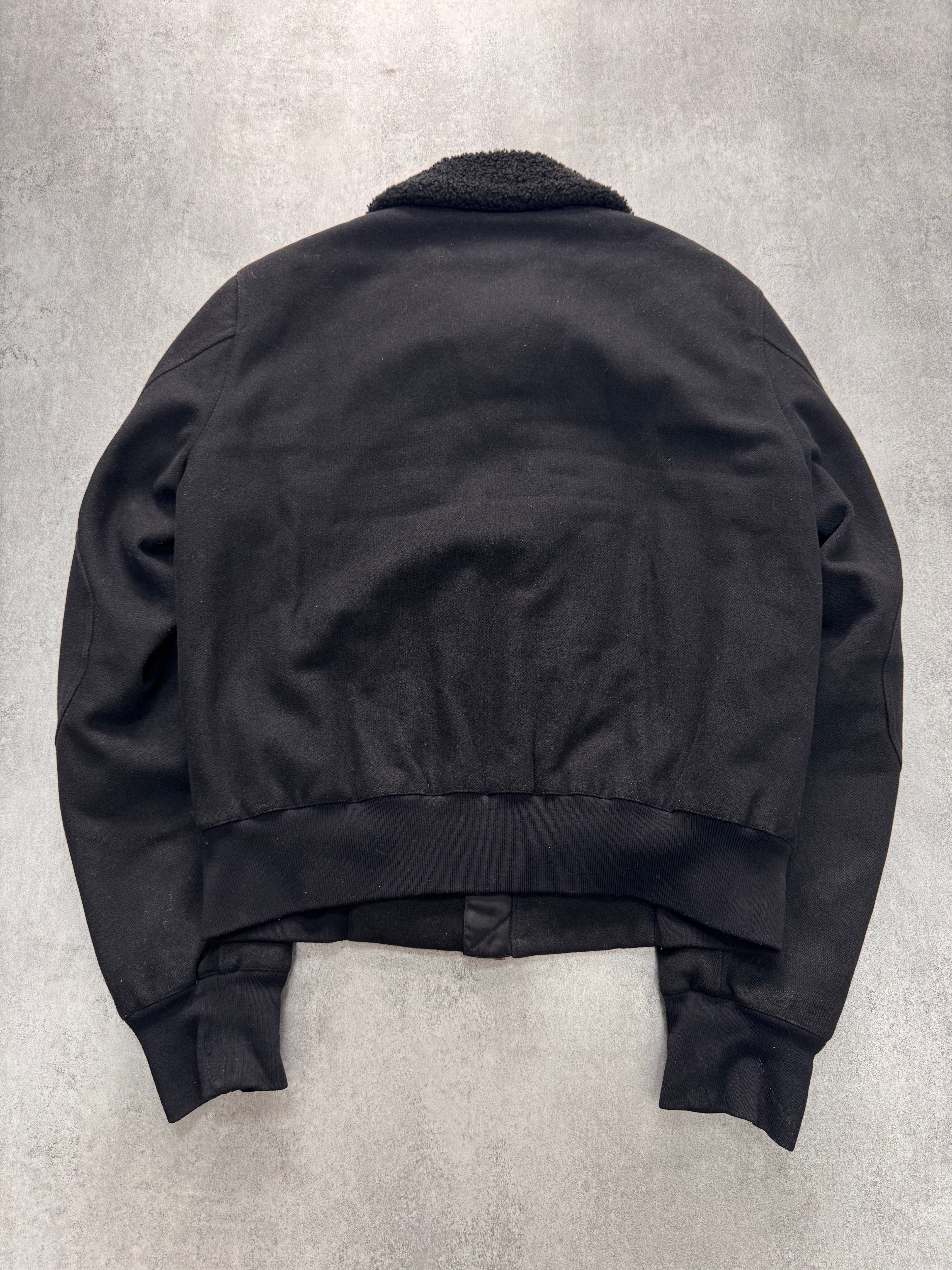 2000s Prada Black Aviator Cozy Bomber Jacket