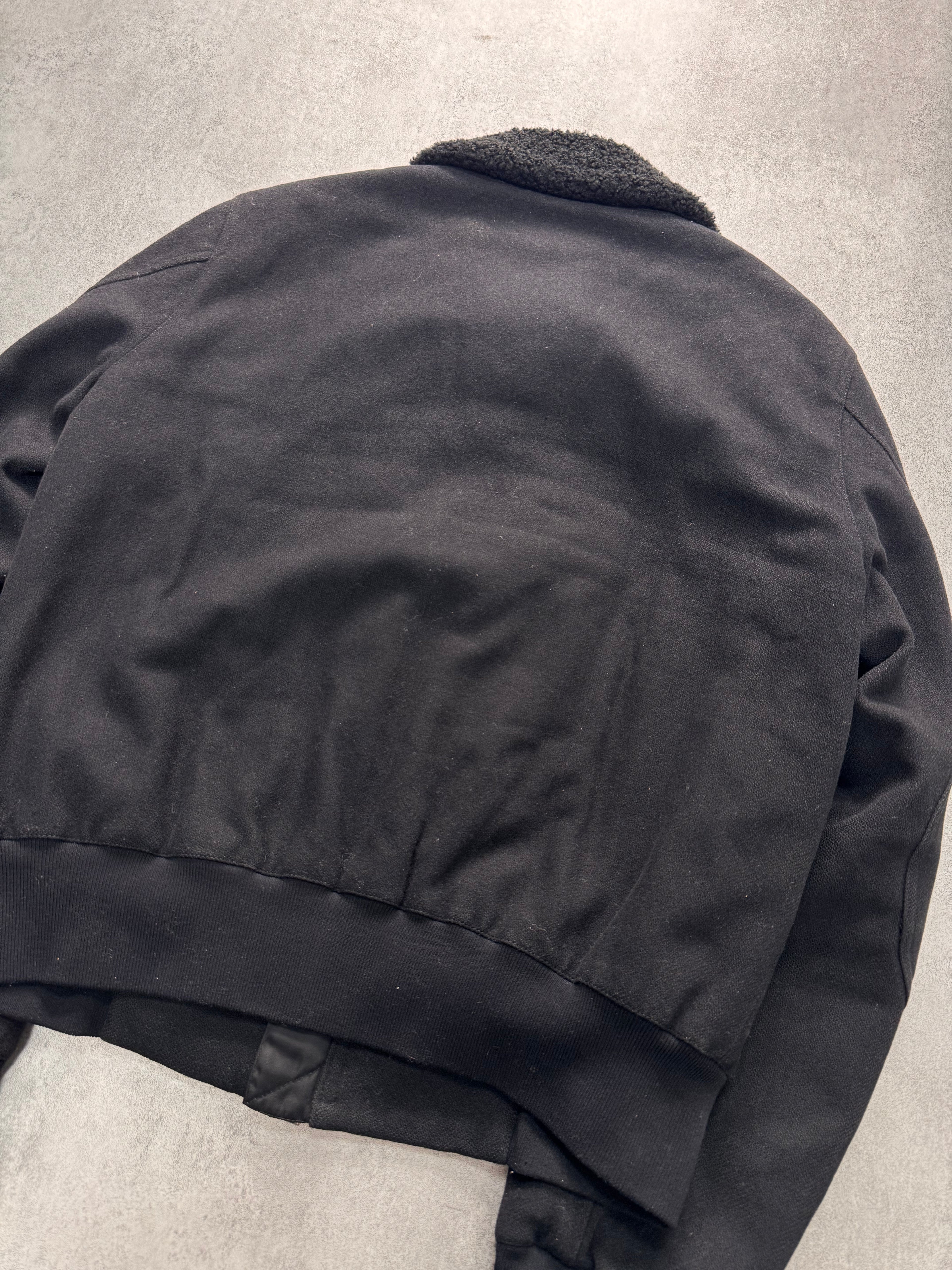 2000s Prada Black Aviator Cozy Bomber Jacket