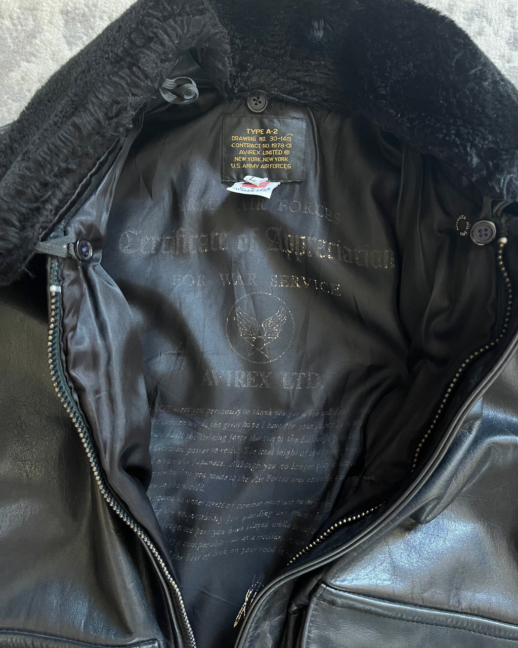 Avirex Type A-2 Dark Leather Combat Bomber Jacket (M/L)