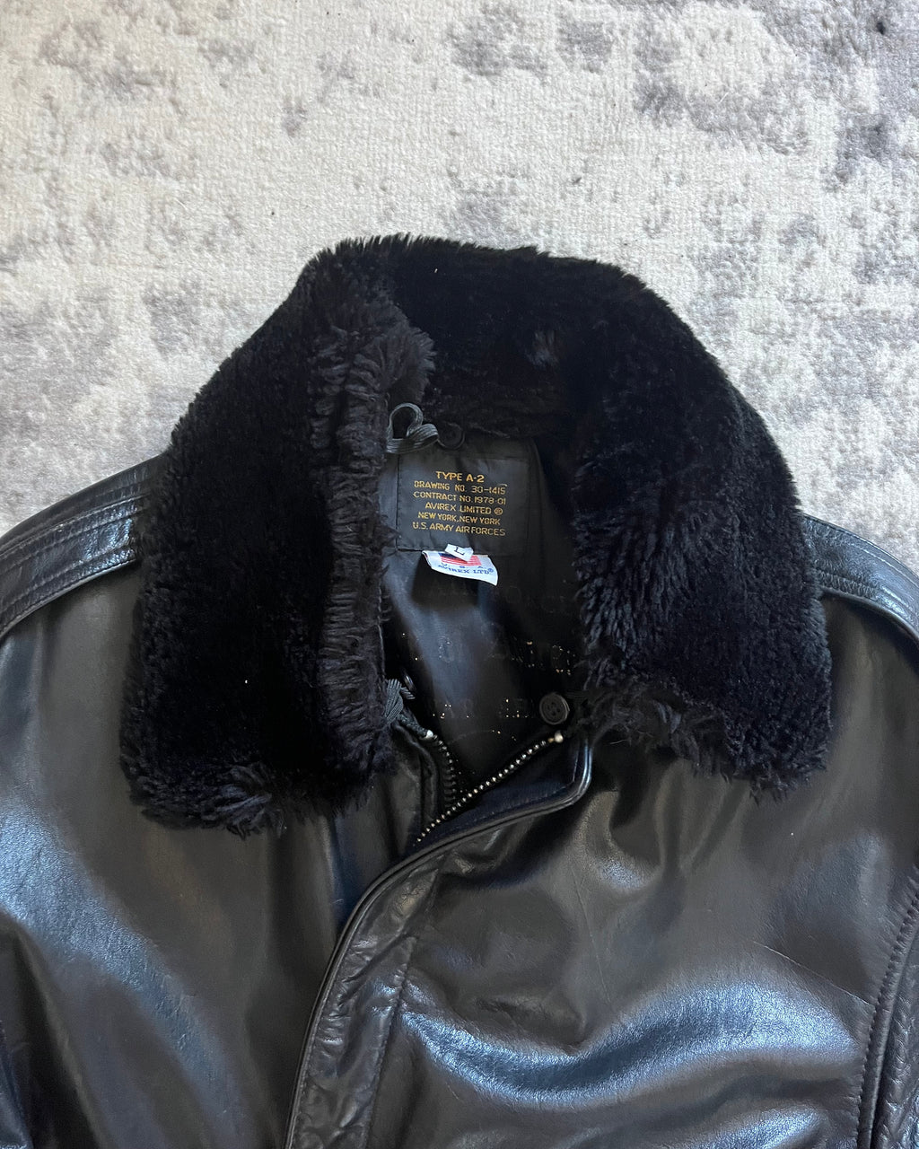 Avirex Type A-2 Dark Leather Combat Bomber Jacket (M/L)