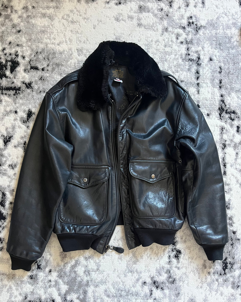 Avirex Type A-2 Dark Leather Combat Bomber Jacket (M/L)