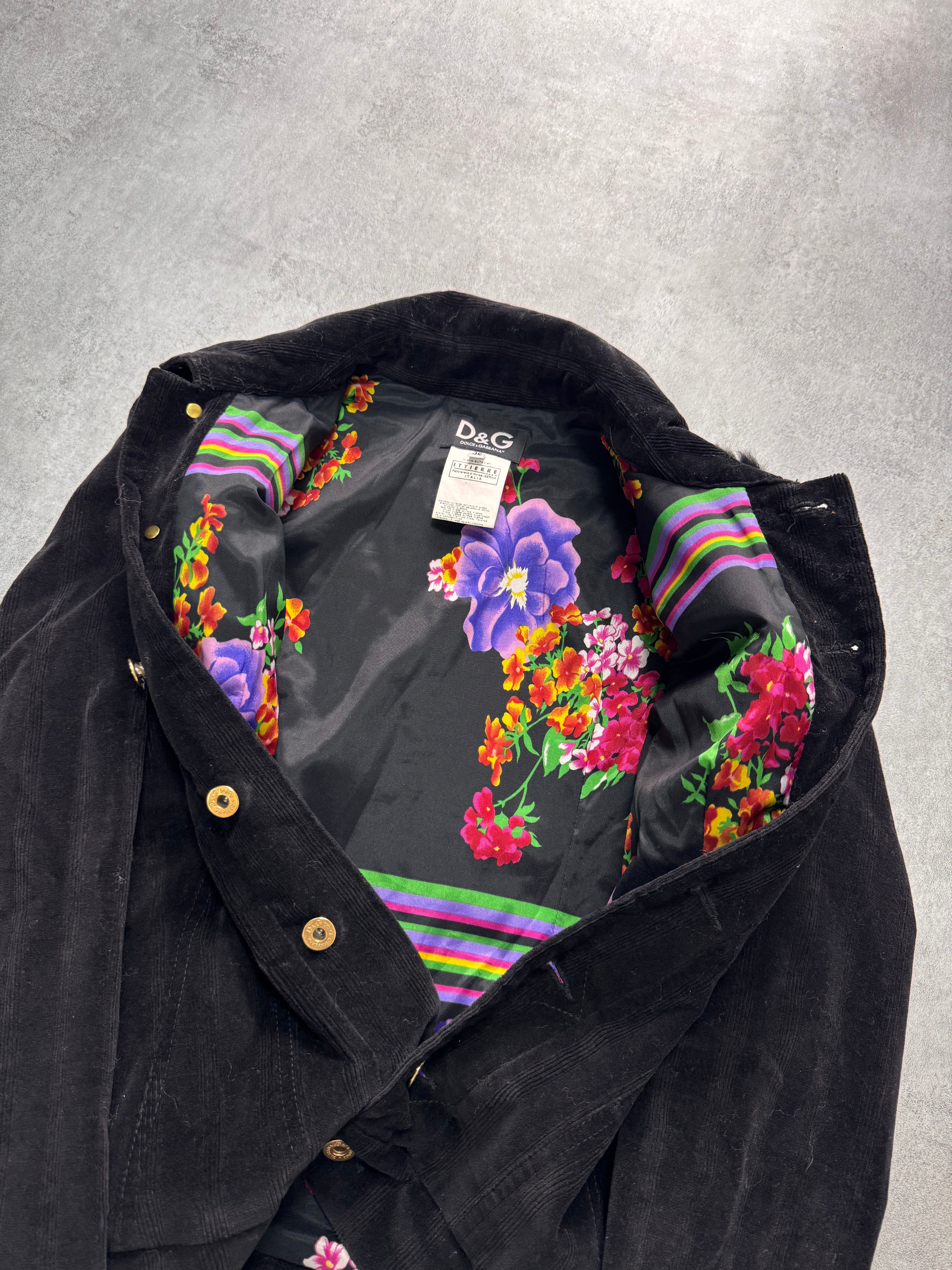 2000s Dolce & Gabbana Obscure Black Fur Trucker Jacket