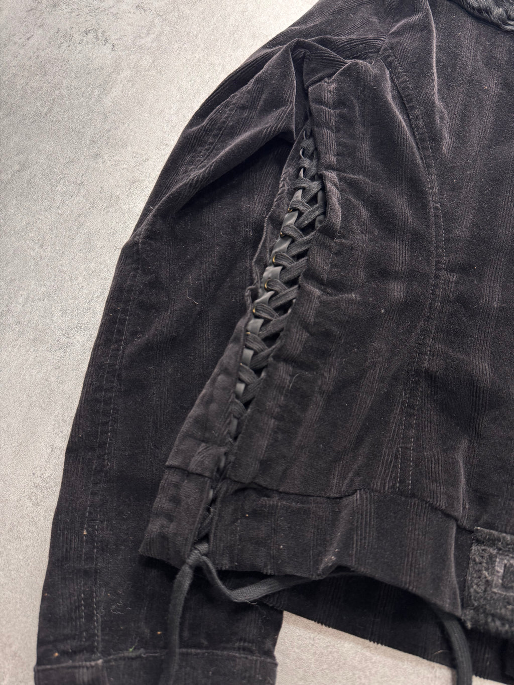 2000s Dolce & Gabbana Obscure Black Fur Trucker Jacket
