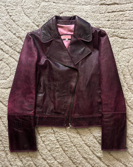 Roberto Cavalli Faded Cherry Rockstar Leather jacket (XS)