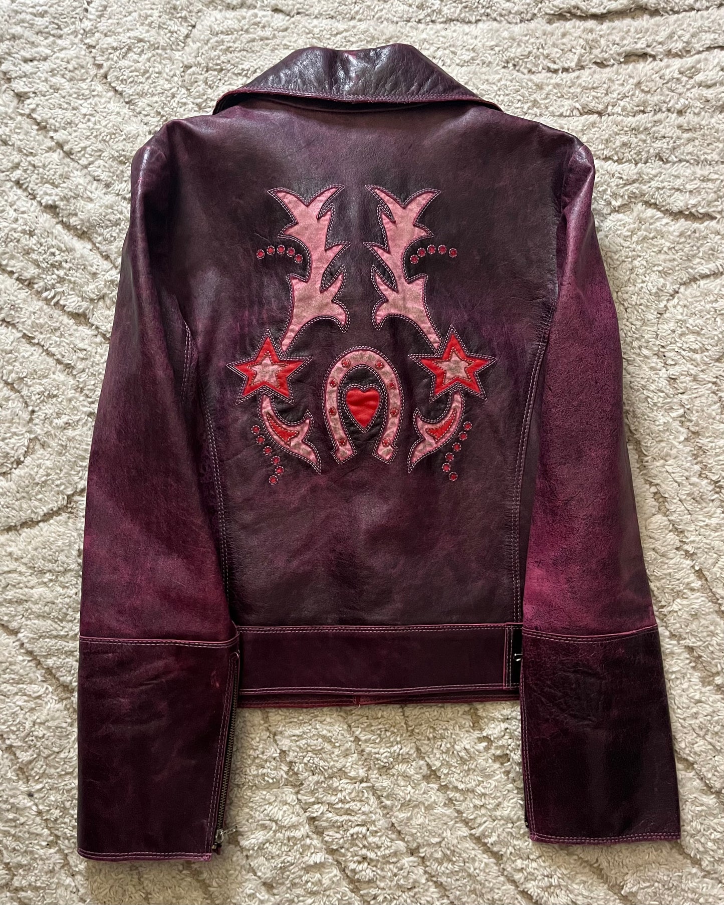 Roberto Cavalli Faded Cherry Rockstar Leather jacket (XS)