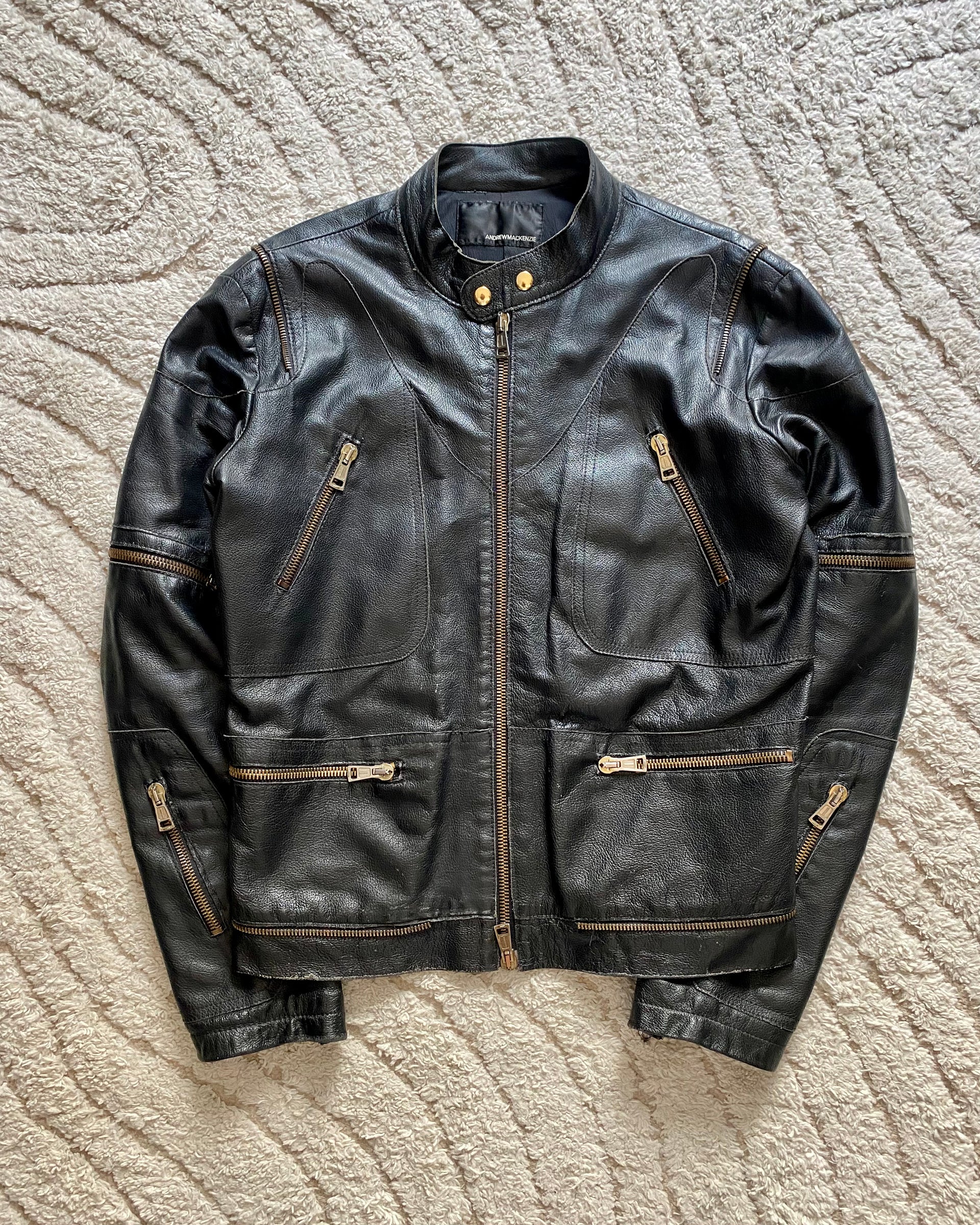 90s Andrew Mackenzie Multi Zip Biker Leather Jacket (M) – Dolce 