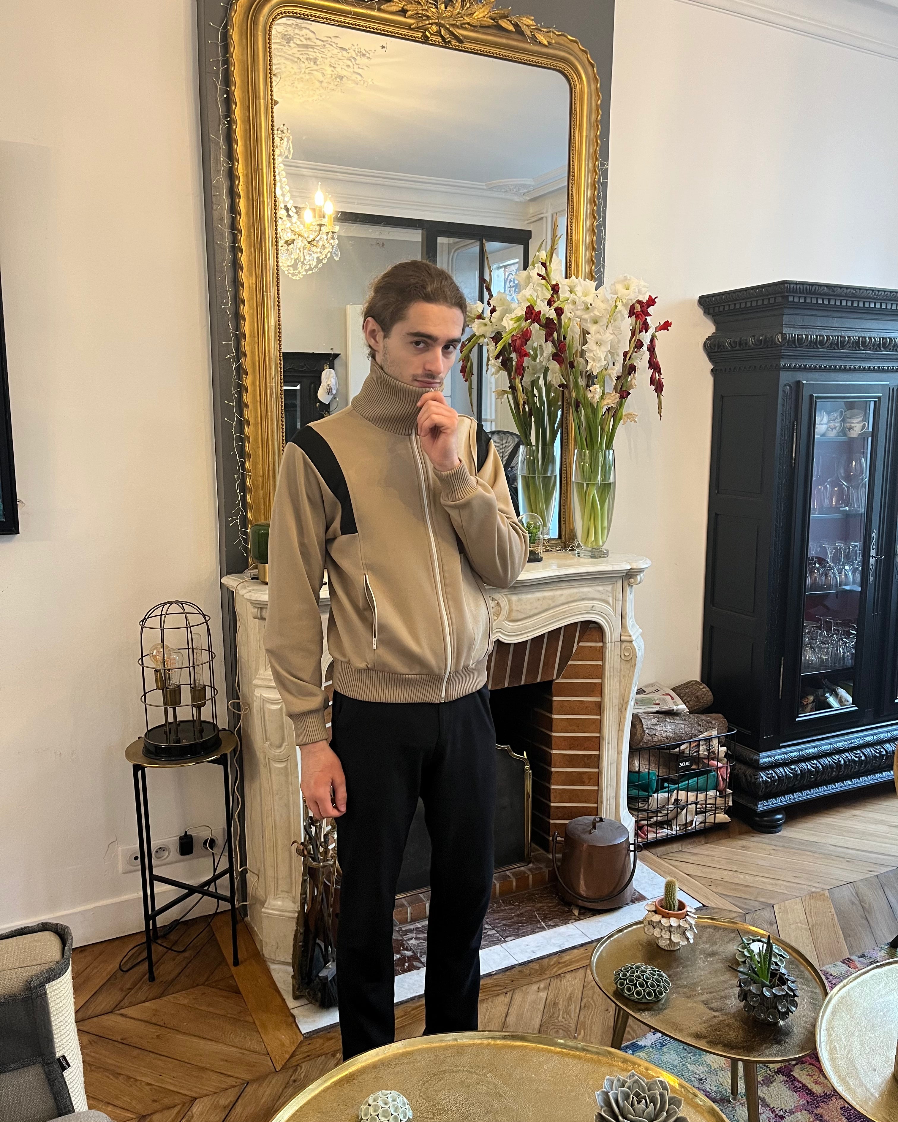 AW18 Maison Margiela Beige Patchwork Zip-Up (XS/S)