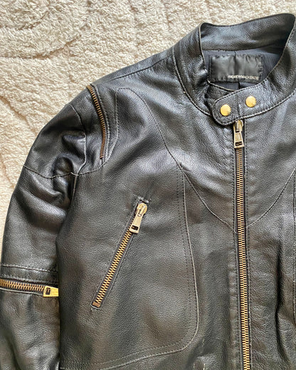 90s Andrew Mackenzie Multi Zip Biker Leather Jacket (M)