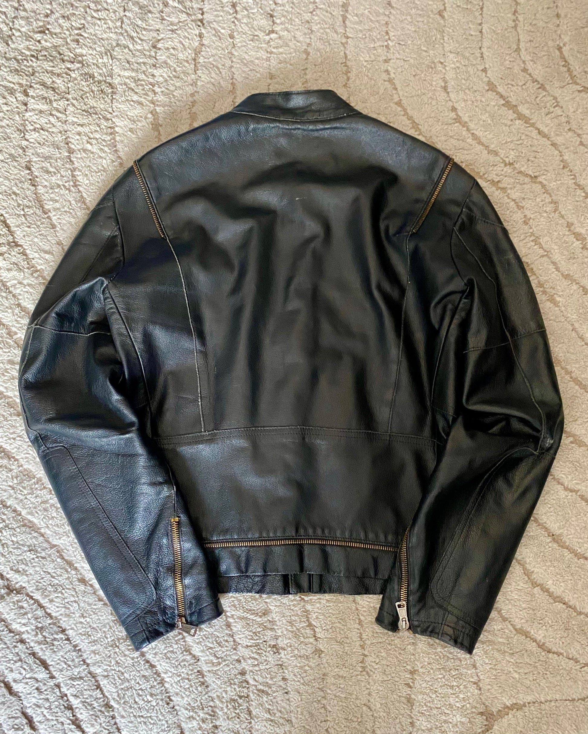 90s Andrew Mackenzie Multi Zip Biker Leather Jacket (M) – Dolce 
