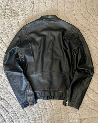 90s Andrew Mackenzie Multi Zip Biker Leather Jacket (M)