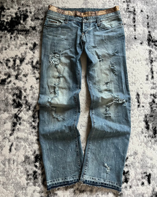 AW08 Dolce & Gabbana Double Waisted Distressed Jeans (XL)