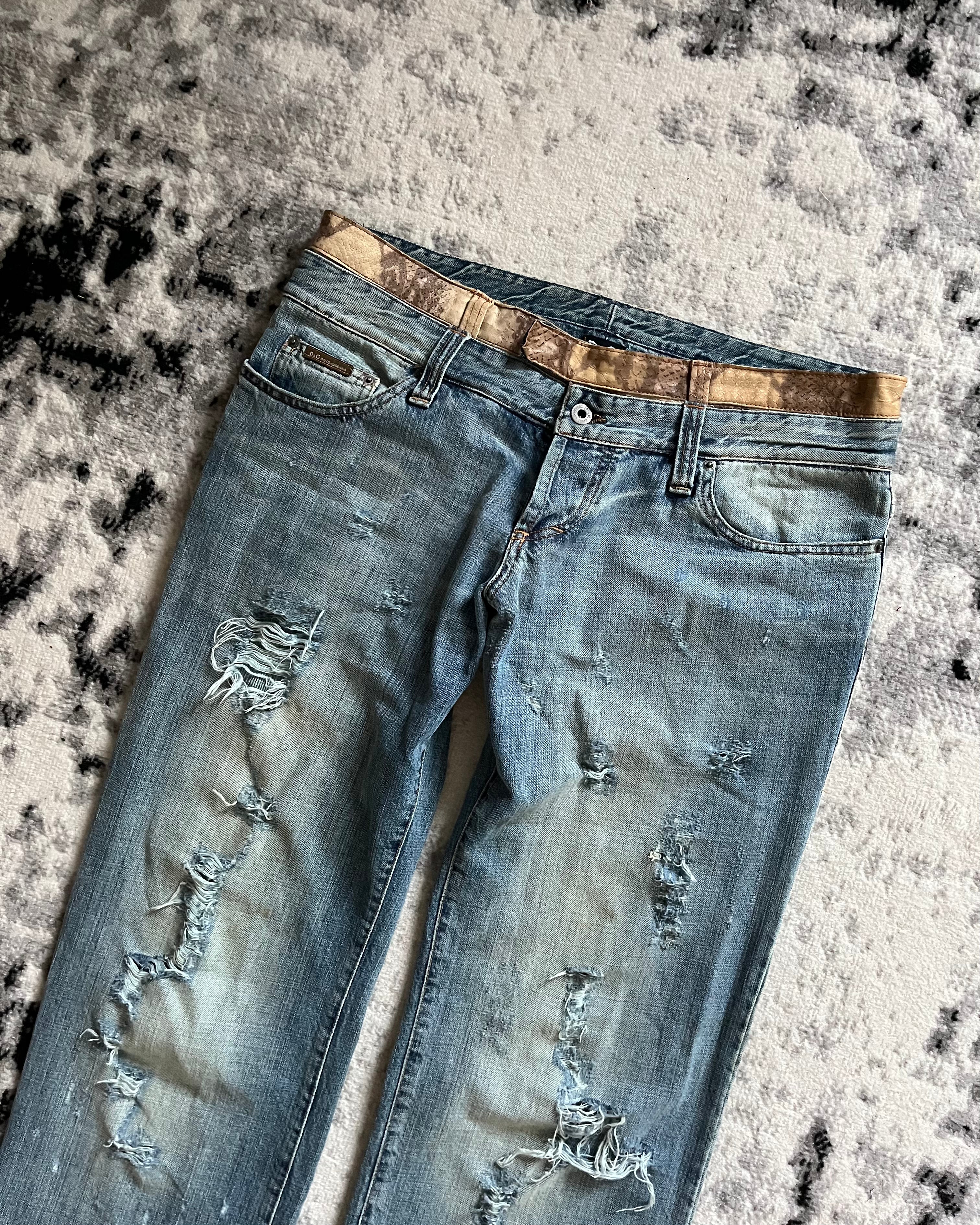 AW08 Dolce & Gabbana Double Waisted Distressed Jeans (XL)