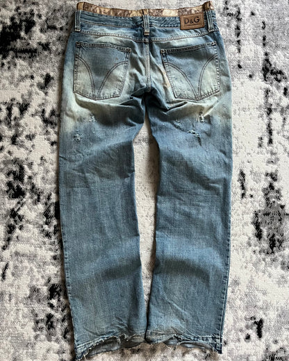 AW08 Dolce & Gabbana Double Waisted Distressed Jeans (XL)