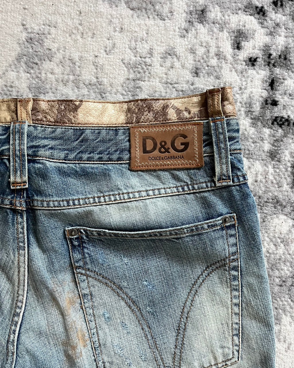 AW08 Dolce & Gabbana Double Waisted Distressed Jeans (XL)
