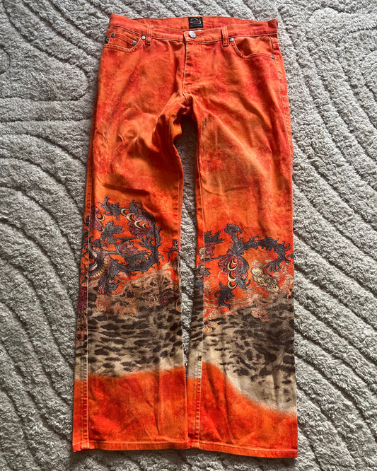 1998 Cavalli fantasy world orange pants (S)