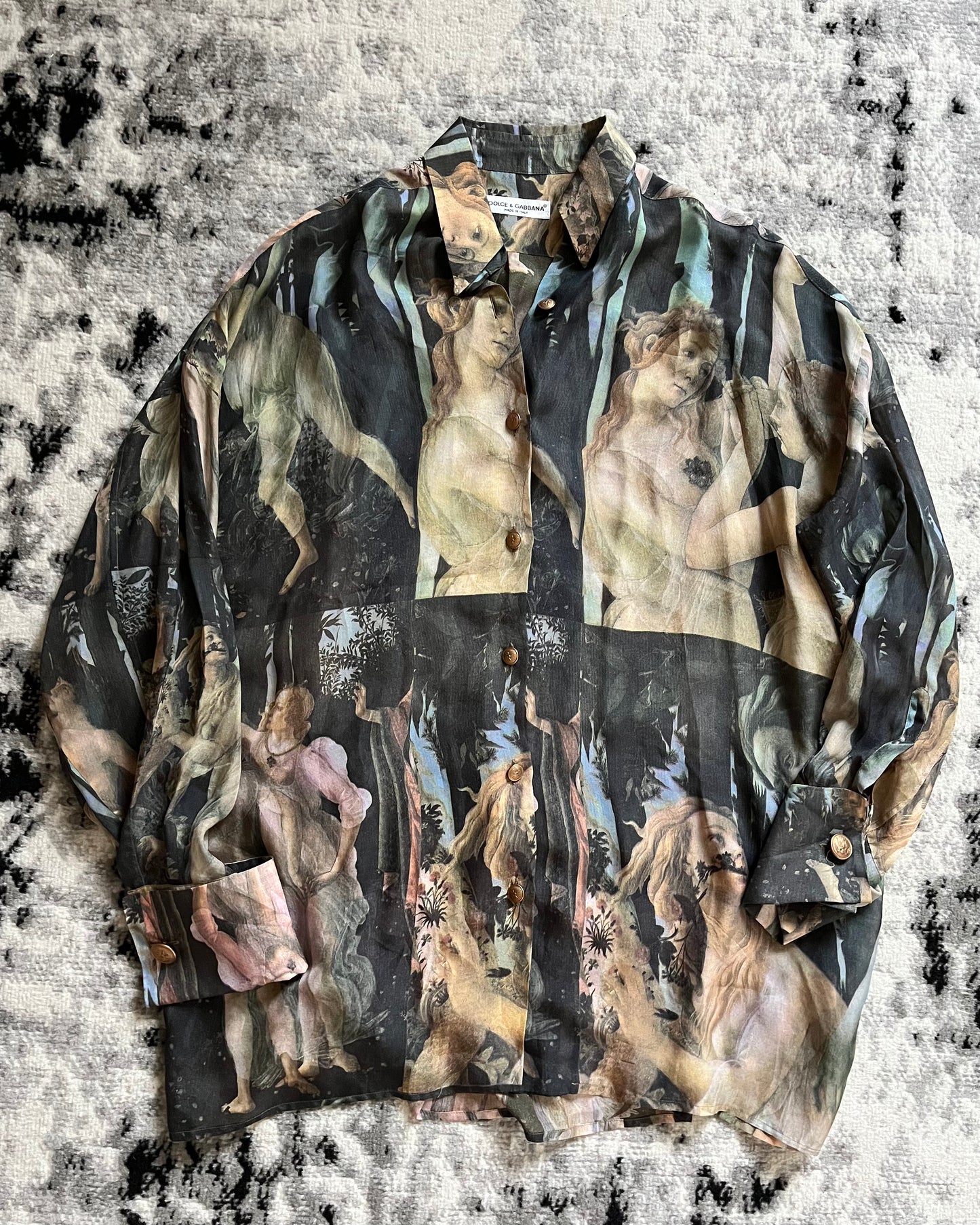 FW96 ドルチェ＆ガッバーナ ルネッサンス シルク シャツ (XL)