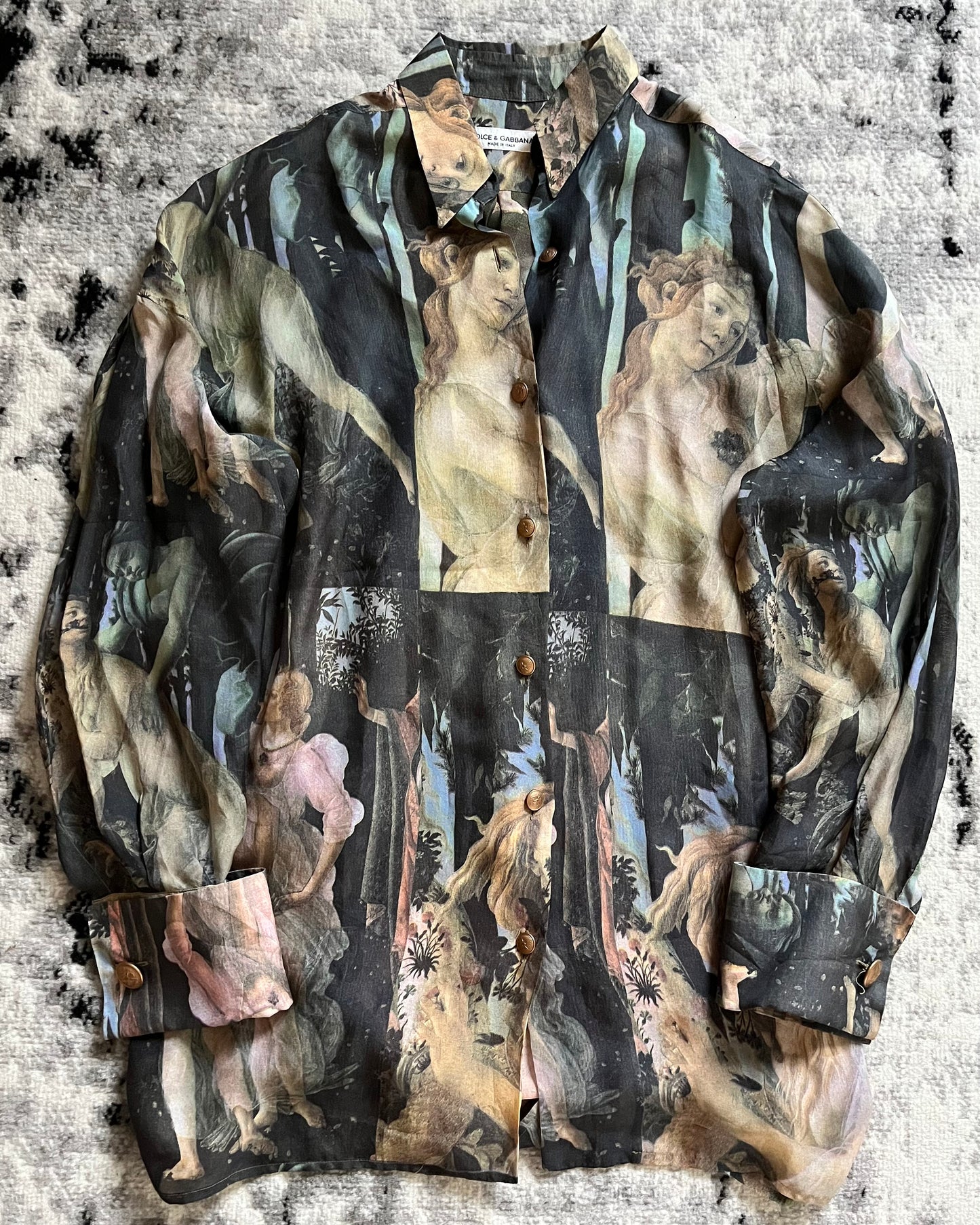 FW96 Dolce &amp; Gabbana 文艺复兴丝绸衬衫 (XL)