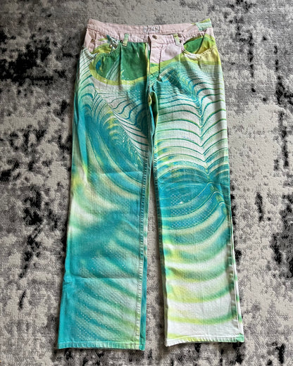 SS01 Roberto Cavalli Hysteric Green Spiral Artistic Pants (M/L)