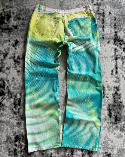 SS01 Roberto Cavalli Hysteric Green Spiral Artistic Pants (M/L)